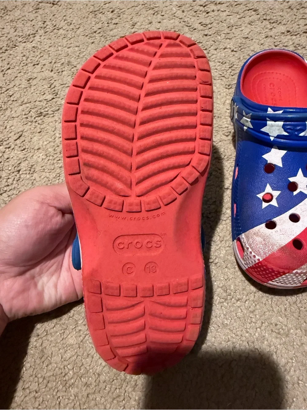 CROCS Kids Patriotic Red White and Blue Star Clogs